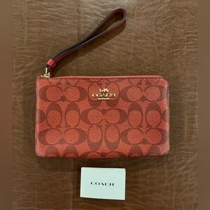 Coach Corner Wristlet Purse - Red